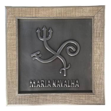 Imagem de Quadro Orixá Maria Navalha Aço e Madeira Carvalho 16,5 x16,5 cm