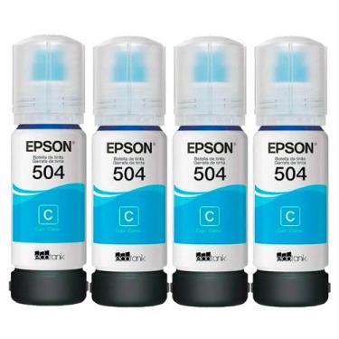 Imagem de Kit 04 Tintas T504 Ciano para impressoras Tank L4150 - Eps0n