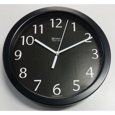Imagem de Relógio 6718 de Parede Alumínio 25 cm Preto vidro Herweg