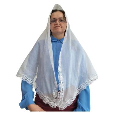 Imagem de Véu CCB Renda Média E Delicada Redondo ou Retangular Adulto