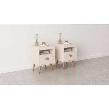 Imagem de Kit 2 Criados Alice com Pés, Gaveta e Nicho para Quarto  Mobi Shop - M