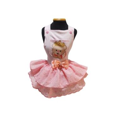 Imagem de Vestido Pet Jardineira Rosa Ursinha Princesa Cachorro Tam 8