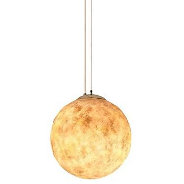 Imagem de Luminária pendente globo criativa Pt Lustre de teto 1 luminária para sala de estar Sala de jantar Bar Decoração de hotel Quarto infantil Lâmpada de lua Ajustável E27 Fixação de iluminação