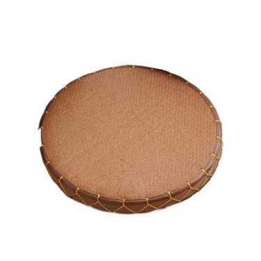 Imagem de pufe Almofada redonda de chão tatami para sentar, almofada meditação artesanal, travesseiro tecido palha para sala ioga