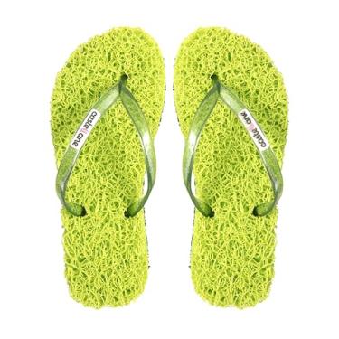 Imagem de Chinelo Confort Feminino indicado para pessoas que sofrem com Fascite Plantar, esporão de calcâneo, Hiperidrose PLantar e Neuroma de Morton, além disso, dá a sensação de estar pisando em um tapete macio. (Verde Limão, BR, Adulto, Faixa Numérico, 33, 34)