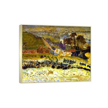 Imagem de BMZFYBS Impressão em tela famosa pintura - paisagem imagem de parede - manhã de outono - pôster moldura prata para decoração de casa 70 x 85 cm 27 x 33 pol