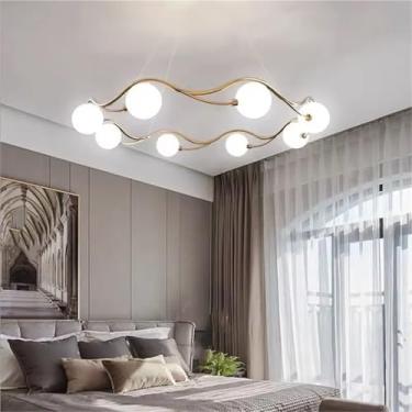 Imagem de Lustre de vidro branco moderno sala de estar restaurante quarto pendurado luminária cabo ajustável casa