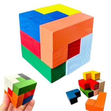 Imagem de Cubo Para Montar Educativo Cubo Encaixe Quebra Cabeça 3D Brinquedo Edu