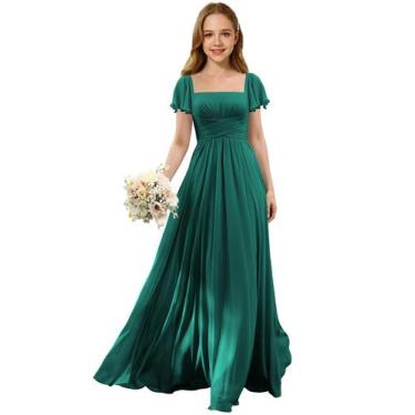 Imagem de Vestido Augday Long Chiffon Bridesmaid Flowy Girl tamanho 12
