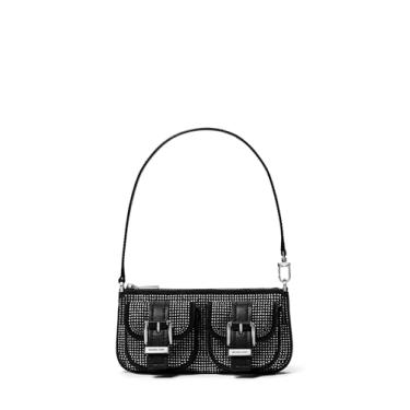 Imagem de Michael Kors Zoe pequena bolsa conversível, ferragens prateadas/strass hot fix/preta