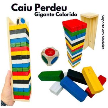 Imagem de Caiu Perdeu 54 Peças de Madeira Pinus com Torre Suporte Toy Trade Brin