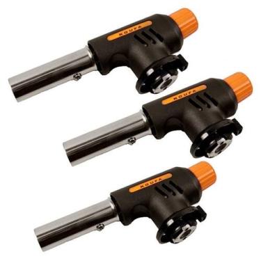 Imagem de Maçarico Gás Butano Ajuste Acendimento Automático C/3 Peças - Flame Gu