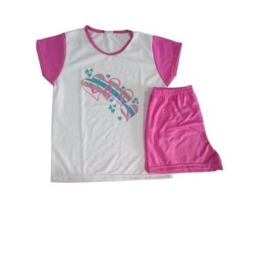 Imagem de Pijama Menina Juvenil Estampado Feminino Curto Poliéster Roupa de Dorm