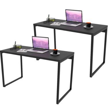 Imagem de Kit 02 Mesas Para Escritório Home Office Estilo Industrial Form C01 120 cm Preto Onix - Lyam Decor