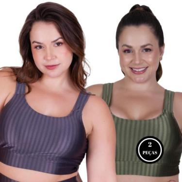Imagem de Kit 2 Top de Academia Grande Plus Size Fitness 46 48 50 -c7 KIT 2 NICO
