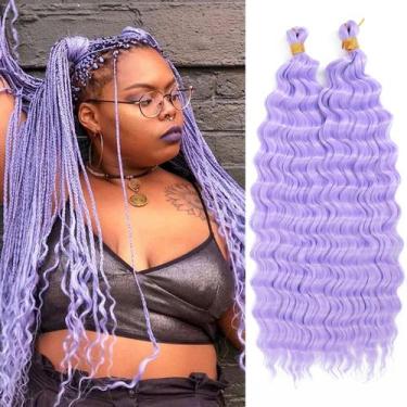 Imagem de Braiding Hair Eerya Long Curly 45 cm lavanda roxa para mulheres
