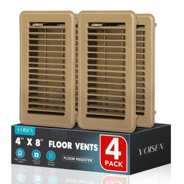 Imagem de Floor Register VOISEN 10x20cm em aço ajustável, pacote com 4 unidades,