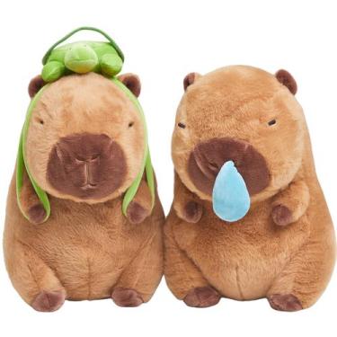 Imagem de Capivara Simgoing de pelúcia de 23 cm com bolsa de tartaruga