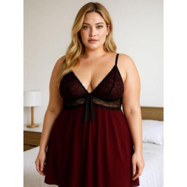 Imagem de Camisola Plus Size com Detalhe em Renda - c8 SHEYLA - MAJU EXCLUSSIVE,