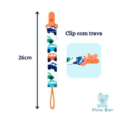 Imagem de Prendedor de Chupeta Estampado Pietra Baby, Carrinho