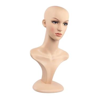 Imagem de oshhni Pingente de cabeça de manequim feminino com corrente e maquiagem para penteados e toucados, Style a