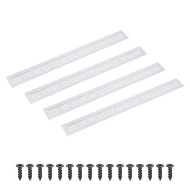 Imagem de PATIKIL Grade de ventilação retangular de 50 x 5 cm, 4 peças de cobertura de ventilação de alumínio com parafusos de montagem para guarda-roupa de porta de armário de armário, prata