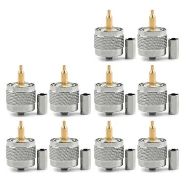 Imagem de Conector coaxial de crimpagem macho UHF PL-259 para cabo RG58 RG142 LMR195 RG400, 10 peças
