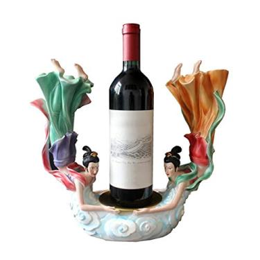 Imagem de Prateleira de vinhos de bancada, suporte de estátua de estilo chinês, prateleira de vinho, escultura de resina, prática para decoração de casa, artesanato, muito adequado para exibição de mesa