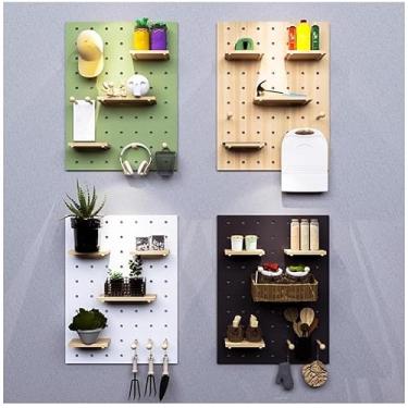 Imagem de Kit Organizador De Parede De Combinação De Placa De Madeira, Para Paredes, Placa De Fixação De Escritório, Exibição Decorativa, Natural, 40x60cm