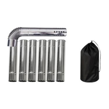 Imagem de Fenteer Tubo de chaminé anti-escaldante, tubo de extensão de de fogão de acampamento à prova de chuva, de exaustão para caminhadas ao ar livre, forno de