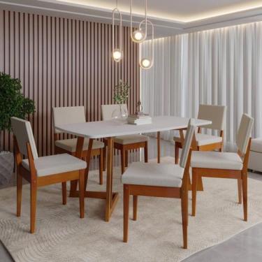 Imagem de Conjunto para Sala de Jantar Tampo Oval 170cm com 6 Cadeiras Madeira M