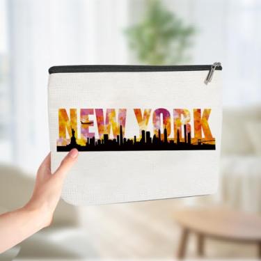 Imagem de Bolsa de maquiagem de Nova York, bolsa de cosméticos, presentes de viagem para meninas, lembrancinhas de viagem de Nova York, lembrança do dia das mães, presente de aniversário de Natal para mulheres