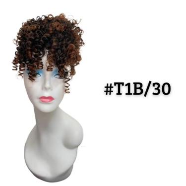 Imagem de Rabo Cacheado Afro Puff 25cm Com Franja Fibra Premium Cores - Maya Hai