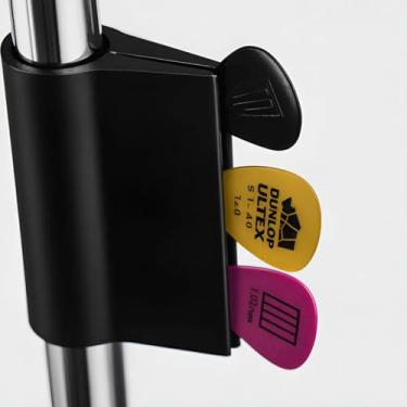 Imagem de Suporte de Palhetas para Pedestal de Microfone, Material Resistente, Preto Fosco, Impressão 3D, Encaixe Universal para Músicos e Shows