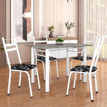 Imagem de Conj De Mesa Com 4 Cadeiras 1,20m Branco/Granito Branco