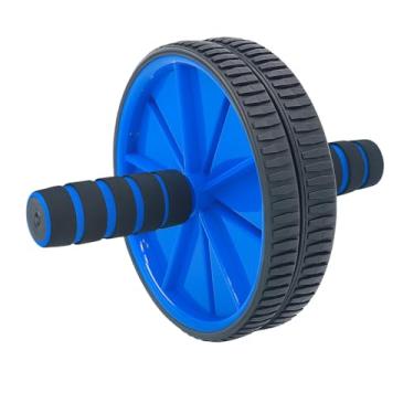 Imagem de Roda de Exercício Abdominal e Lombar com Tapete Antiderrapante – Fortalecimento Muscular, Fitness e Academia (Azul)