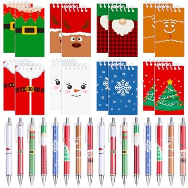 Imagem de Eaasty Conjunto de 32 mini blocos de notas de Natal com canetas, cadernos espirais de Natal com canetas de entrega de Papai Noel, bloco de notas para festas de Natal, lembrancinhas, escola, escritório