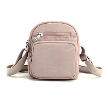 Imagem de Bolsa Transversal Porta Celular Feminina Pequena Nylon Leve Casual (Cáqui)