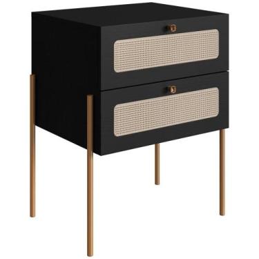 Imagem de Mesa De Cabeceira 2Gavetas Palhinha 28933 Oslo Nero Artesano - ARTESAN