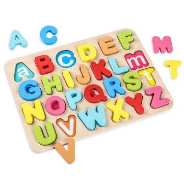 Imagem de Alfabeto de aprendizagem pré-escolar de madeira Peg Puzzle AILE Toddle