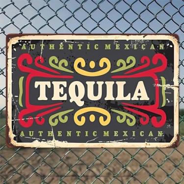 Imagem de Arte de parede de alumínio rústico de tequila mexicana e placa de metal - 20 x 30 cm, decoração vintage para ambientes internos e externos, para casa, escritório, café, quintal e fazenda de jardim