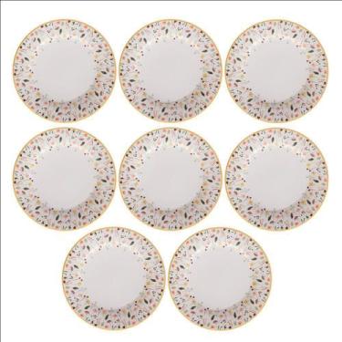 Imagem de Conjunto 8 Pratos Raso Cerâmica Ashley 24,2Cm Amarelo - Corona