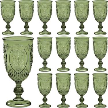 Imagem de Wiwiqing 24 peças de taças de plástico vintage de 212 g Taças de vinho de plástico coloridas retrô em relevo para bar de vinhos, suco, chá de bebê, recepção de casamento, festa de grande evento