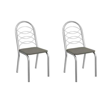 Imagem de Kit 2 Cadeiras Sala Jantar Holanda 2c009cr Aço 2 Un Cromado-linho Escuro - Kappesberg