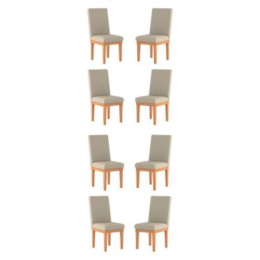 Imagem de Kit 08 Cadeiras Estofadas Tecido Suede Sala De Jantar Bege