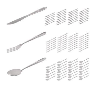 Imagem de Jogo 90 Talheres Garfo Colher Faca Inox Polido Luxo - DONA LAURA
