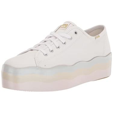 Imagem de Keds Couro feminino triplo, Branco/Multi Glitter, 36