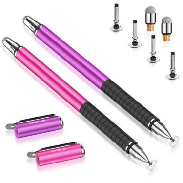 Imagem de Canetas MEKO Stylus 2 em 1 Precision Series, 14 cm, 24g, rosa/roxa