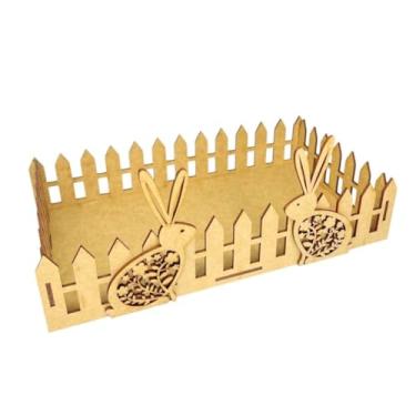 Imagem de Cercadinho Cestinha MDF Coelho Porta Ovos e Bombons Decoração Coelhinhos Presente