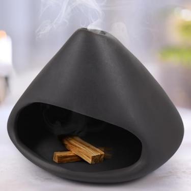 Imagem de LUMINFLY Elegante suporte de cerâmica Palo Santo, queimador de incenso triangular, apanhador de cinzas para meditação e decoração de casa